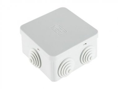 Фотография товара 'Ecoplast JBS080 Коробка распределительная о/п, 85х85х40мм 6 вых.,IP44 цвет белый, 44006W-1'