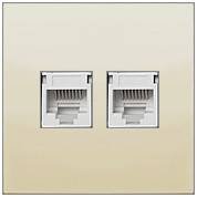 Фотография товара 'Ecoplast Розетка компьютерная 2хRJ-45 кат. 5е с накладкой (бежевый) LK60, 866201-1'
