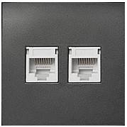 Фотография товара 'Ecoplast Розетка компьютерная 2хRJ-45 кат. 5е с накладкой (черный бархат) LK60, 866208-1'