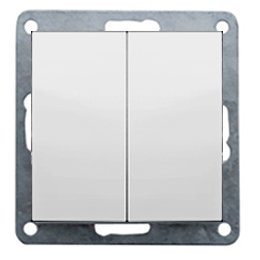 Фотография товара 'Ecoplast Переключатель 2-клавишный, с двух мест (схема 6+6) 16 A, 250 B 841304-1'