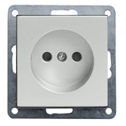 Фотография товара 'Ecoplast Розетка без заземляющего контакта, со шторками (серебристый металлик) LK80 843303-1'