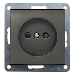 Фотография товара 'Ecoplast Розетка без заземляющего контакта, со шторками (черный бархат) LK80 843308-1'