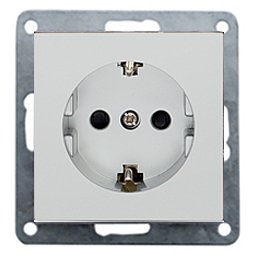 Фотография товара 'Ecoplast Розетка с заземляющим контактом, без шторок (серебристый металлик) LK80 843103-1'