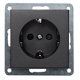 Фотография товара 'Ecoplast Розетка с заземляющим контактом, без шторок (черный бархат) LK80 843108-1'