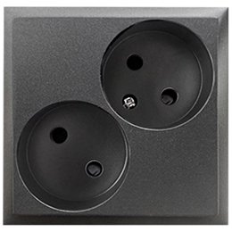 Фотография товара 'Ecoplast Розетка двойная без заземляющего контакта, со шторками (черный бархат) LK80 843608-1'