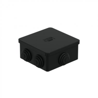 Фотография товара 'Ecoplast JBS080 Коробка распределительная о/п, 85х85х40мм 6 вых.,IP44 цвет чёрный, 44006BL-1'