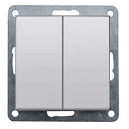 Фотография товара 'Ecoplast Выключатель 2-клавишный(схема 5) 16 A, 250 B 861103-1'