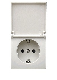 Фотография товара 'Ecoplast Розетка с заземляющим контактом, шторками и крышкой 863404-1'