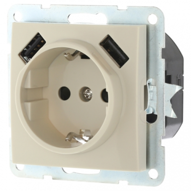 Фотография товара 'Ecoplast Розетка с заземляющим контактом + 2хUSB разъем, 2А 868004-1'