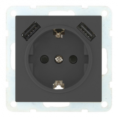 Фотография товара 'Ecoplast Розетка с заземляющим контактом + 2хUSB разъем, 2А 868008-1'