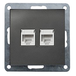 Фотография товара 'Ecoplast Розетка компьютерная двойная 2хRJ-45 кат.5е с накладкой (черный бархат) LK80, 846208-1'