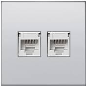 Фотография товара 'Ecoplast Розетка компьютерная 2хRJ-45 кат. 5е с накладкой (серебристый металлик) LK60, 866203-1'