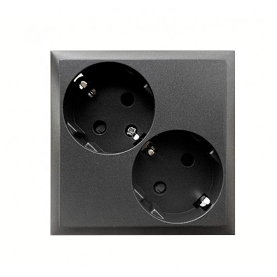 Фотография товара 'Ecoplast Розетка двойная прямая с заземляющими контактами, со шторками, LK60 863708'