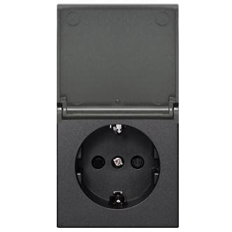 Фотография товара 'Ecoplast Розетка с заземляющим контактом, шторками и крышкой (черный бархат) LK45, 851508-1'