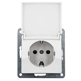 Фотография товара 'Ecoplast Розетка с заземляющим контактом, шторками и крышкой (белый) LK80 843404-1'