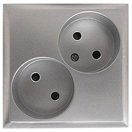 Фотография товара 'Ecoplast Розетка двойная без заземляющего контакта, со шторками (серебристый металлик) LK80 843603-1'