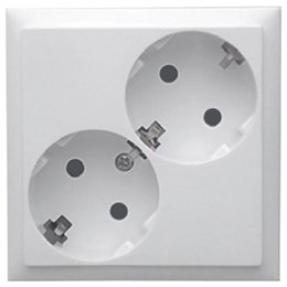 Фотография товара 'Ecoplast Розетка двойная с заземляющим контактом, со шторками (белый) LK80 843504-1'