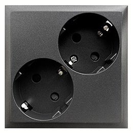 Фотография товара 'Ecoplast Розетка двойная с заземляющим контактом, со шторками (черный бархат) LK80 843508-1'