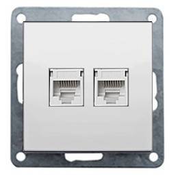 Фотография товара 'Ecoplast Накладка с суппортом розетки двойной телефонной, компьютерной RJ (белый) LK80, 846204-0'