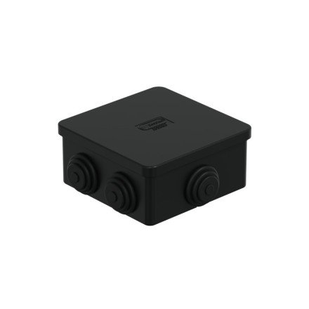 Фотография товара 'Ecoplast JBS080 Коробка распределительная о/п, 85х85х40мм 6 вых.,IP44 цвет чёрный, 44006BL-1'