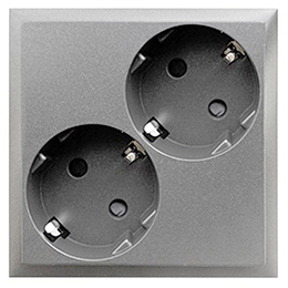 Фотография товара 'Ecoplast Розетка двойная с заземляющим контактом, со шторками 863503-1'