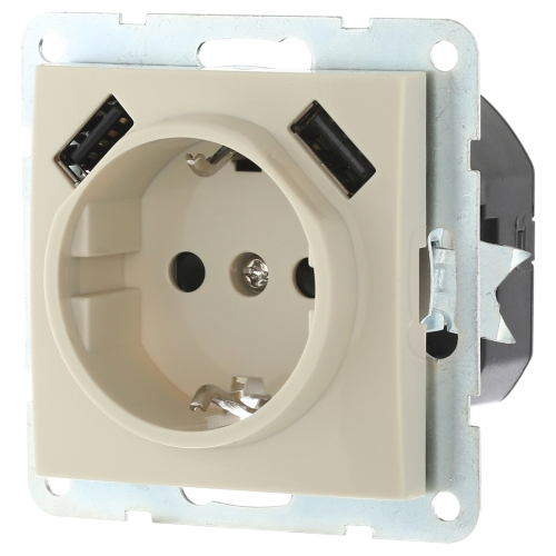 Фотография товара 'Ecoplast Розетка с заземляющим контактом + 2хUSB разъем, 2А 868001-1'